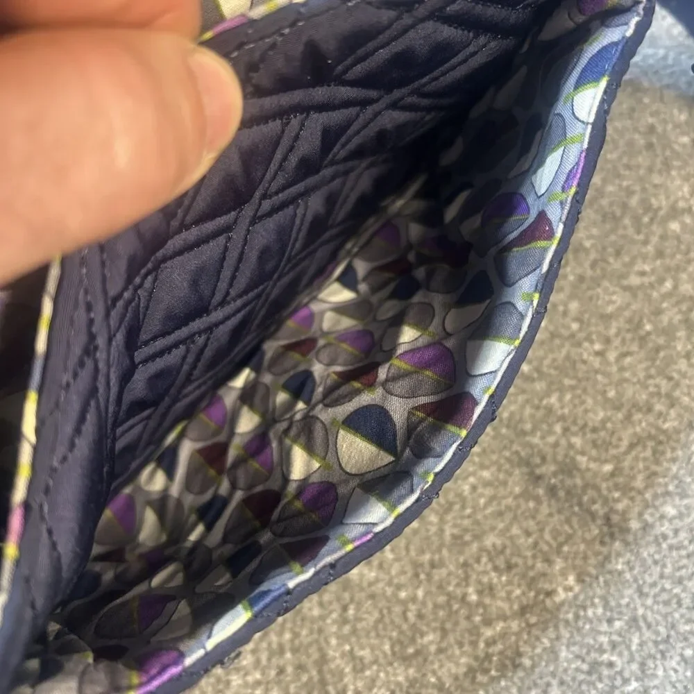 Vera Bradley Blue Quilted Microfiber Crossbody Turn Lock Handbag Purse